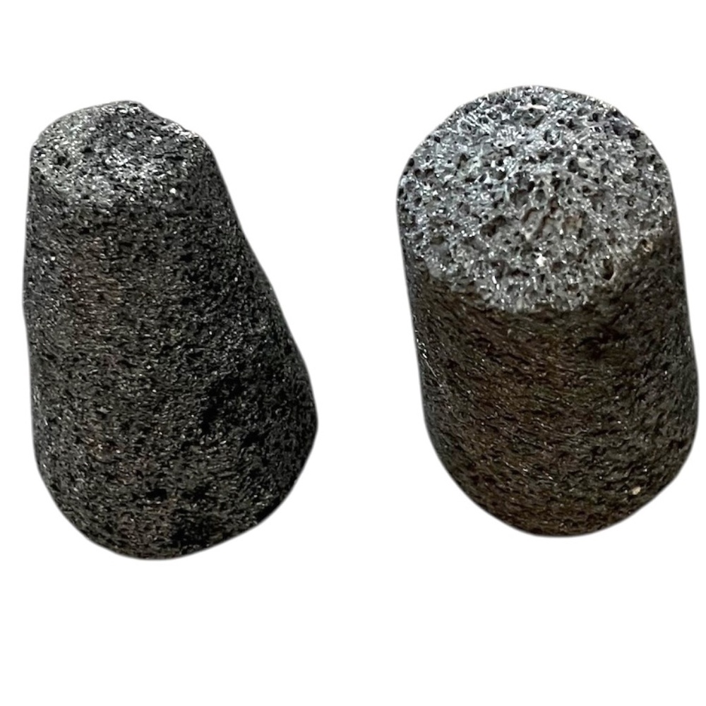 Set Of Two Handmade‎ Black Lava Stone Abrasive Oval Cone, New